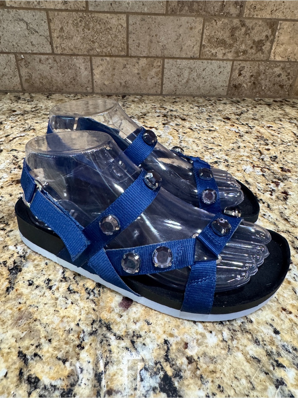 Simply Vera Vera Wang WADE Women's‎ Jewel Embellished Footbed Sandals, Navy